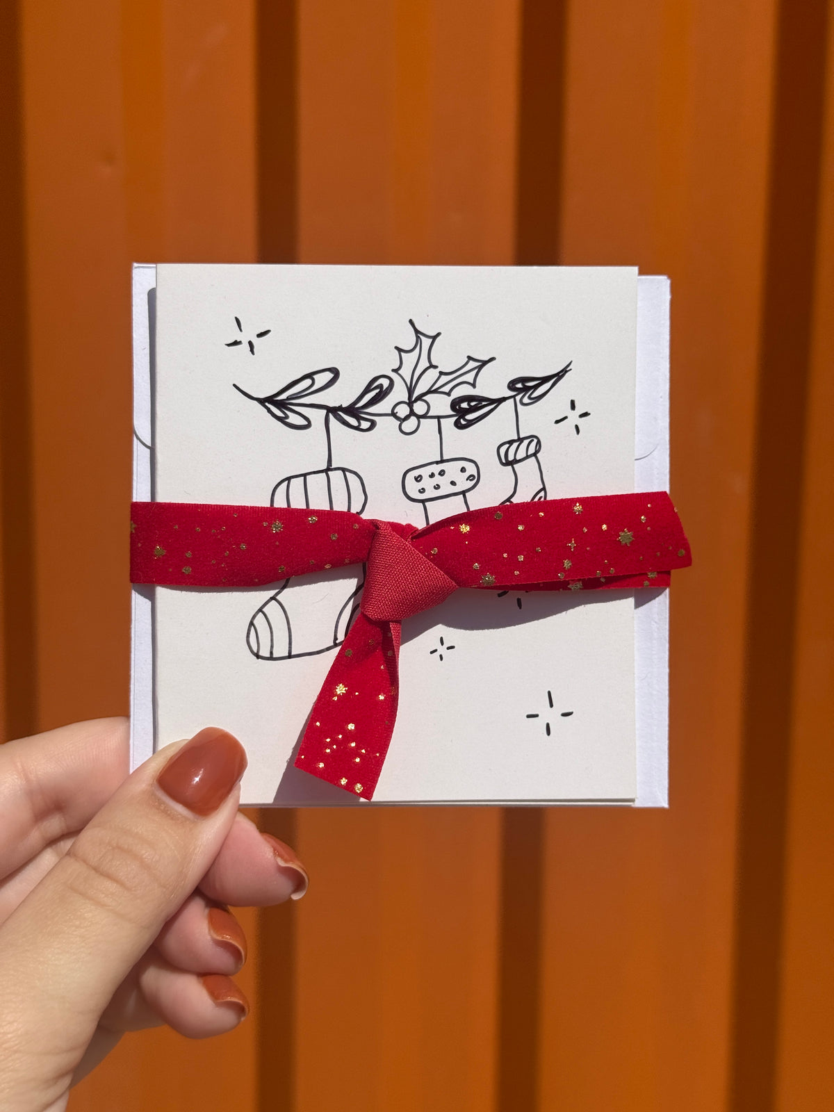 Cute Christmas Socks | Small Handmade Greeting Card – Original Illustrated Card