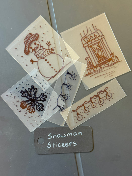 Snowman Handmade Sticker Pack – Original Illustrated Stickers