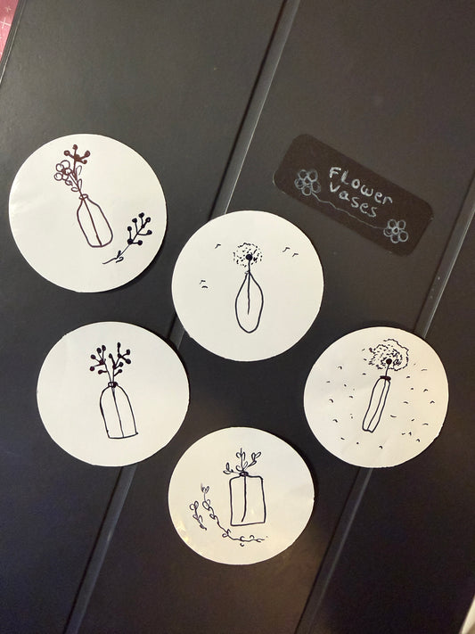 Flower Vases V.1 | Handmade Sticker Pack – Original Illustrated Stickers