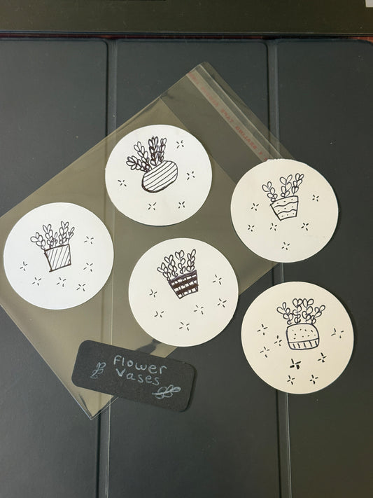 Flower Vases V.2 | Handmade Sticker Pack – Original Illustrated Stickers