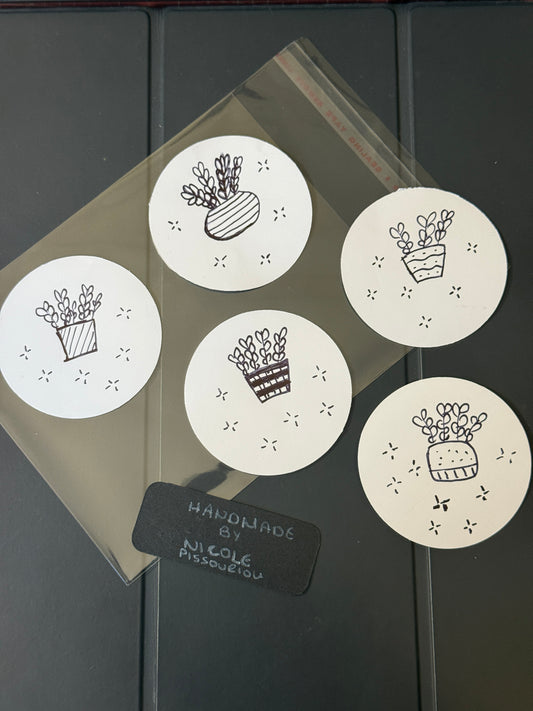 Flower Vases V.2 | Handmade Sticker Pack – Original Illustrated Stickers
