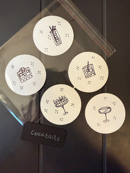 Cocktails | Handmade Sticker Pack – Original Illustrated Stickers