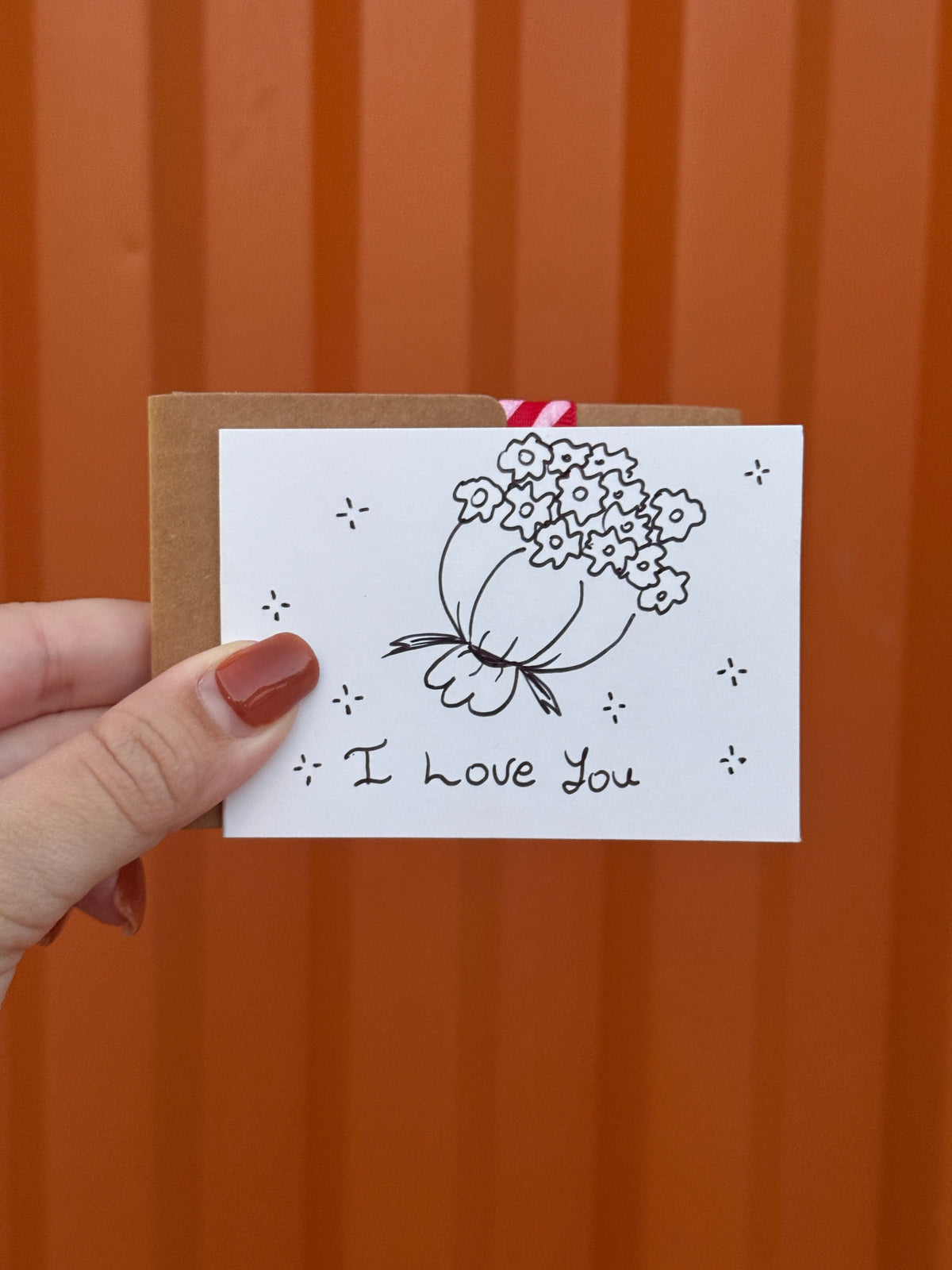 Cute Little Flower Bouquet | Mini Handmade Greeting Card – Original Illustrated Card