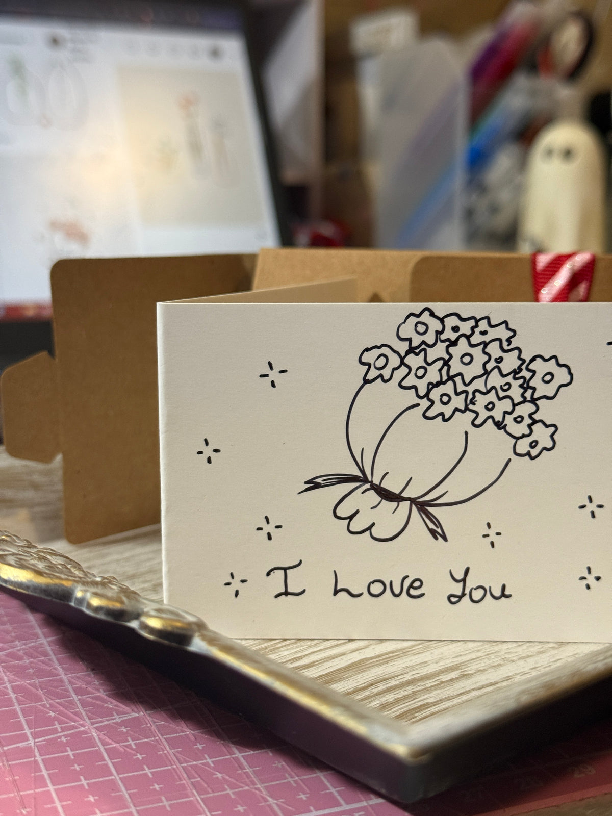 Cute Little Flower Bouquet | Mini Handmade Greeting Card – Original Illustrated Card