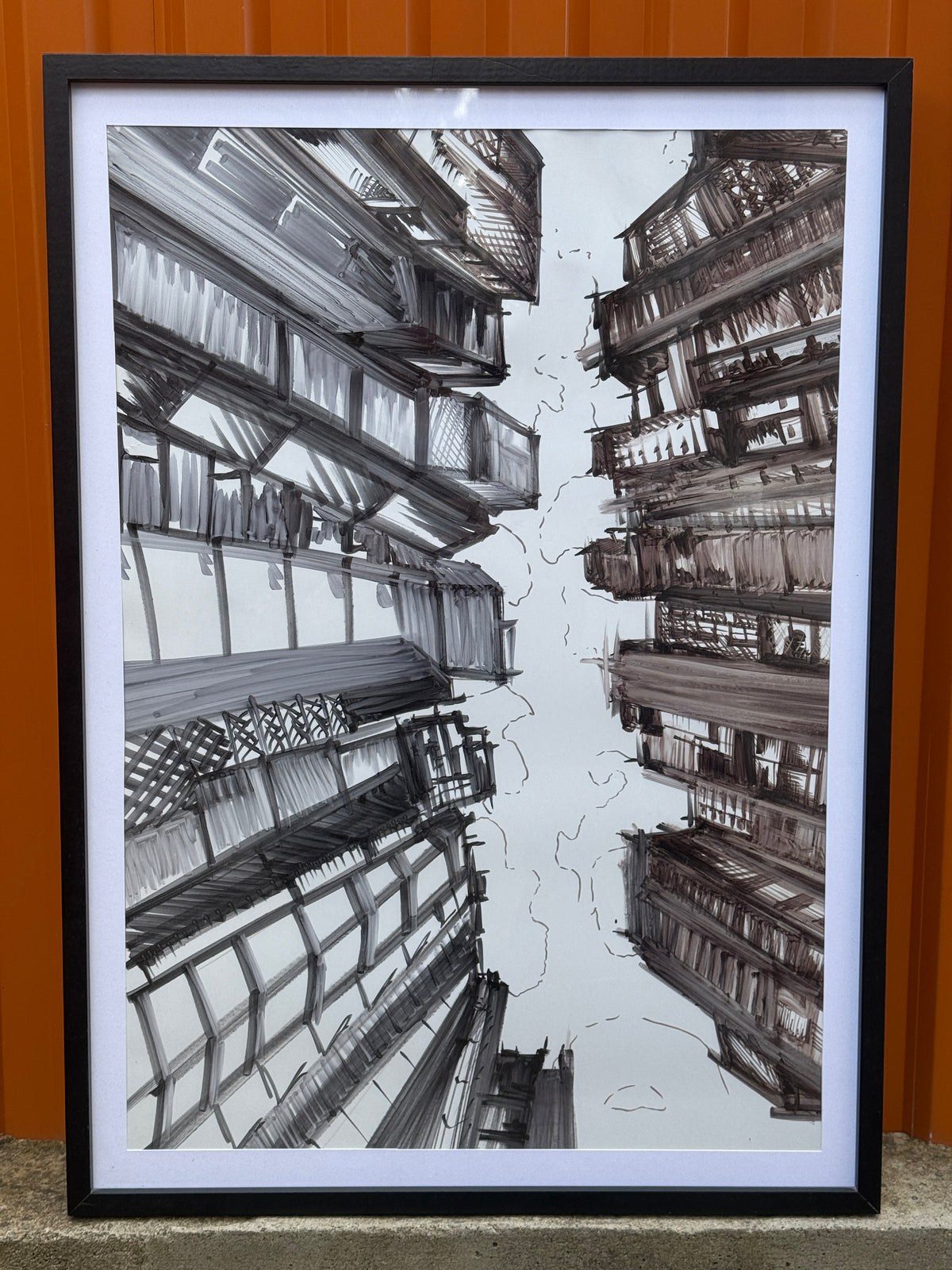 Cityscape | Handmade Framed Poster – Original Artwork Wall Decor
