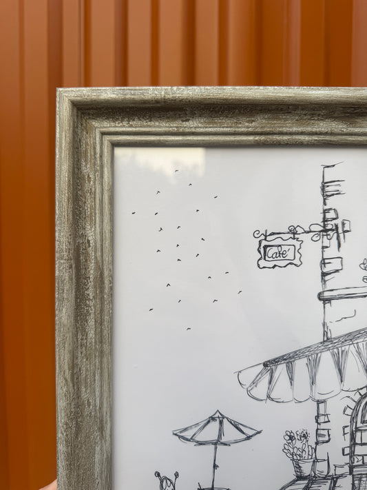 Little Cafe V.1 | Handmade Framed Poster – Original Artwork Wall Decor