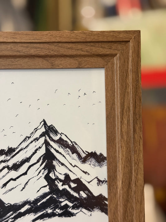 Snowy Mountain | Handmade Framed Poster – Original Artwork Wall Decor